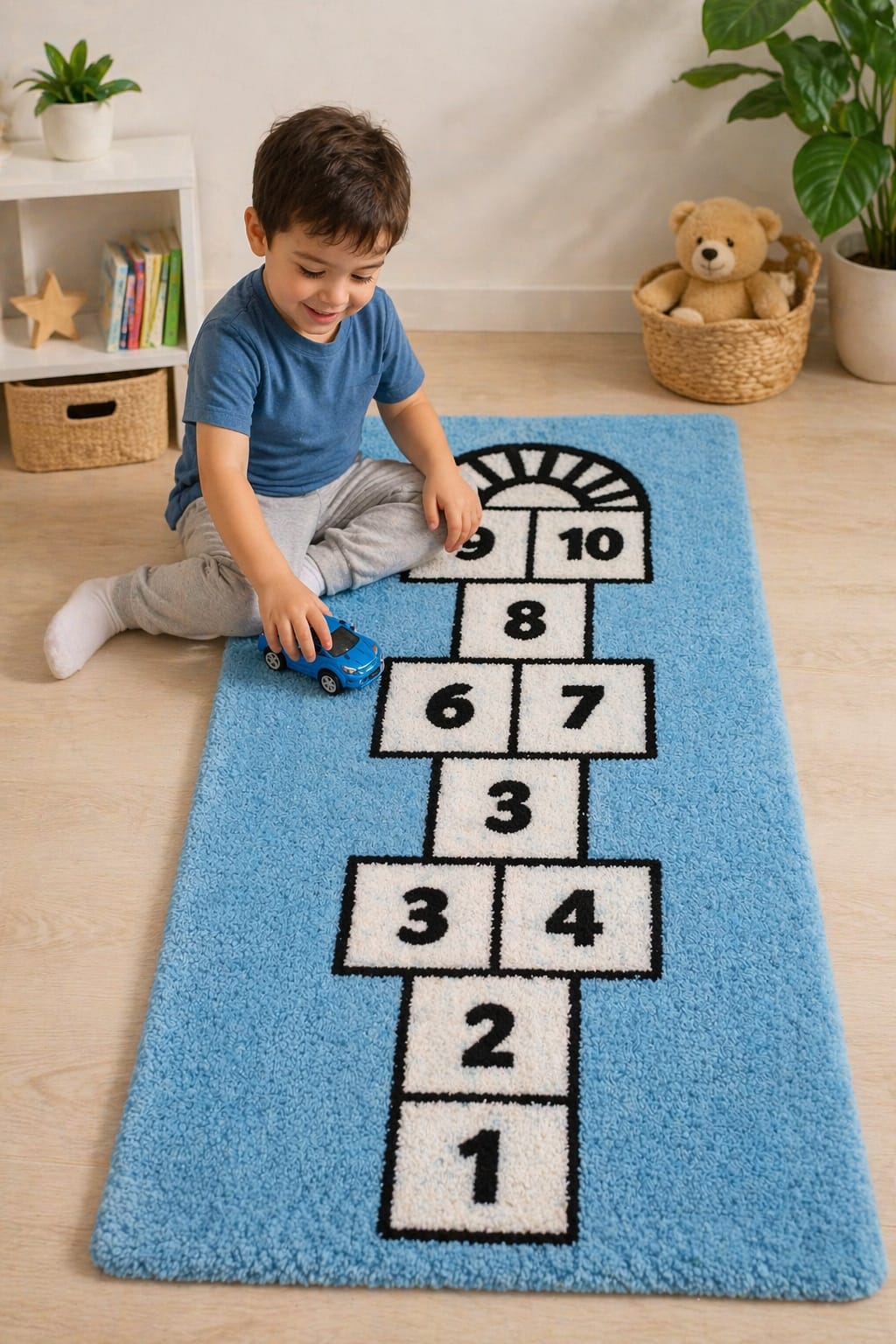 Number Play Learning Rug – Blue